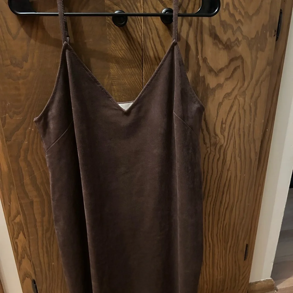 Aritzia Wilfred Free Vivienne Dress Spaghetti Strap Mini Dress Brown | Large - Picture 3 of 7